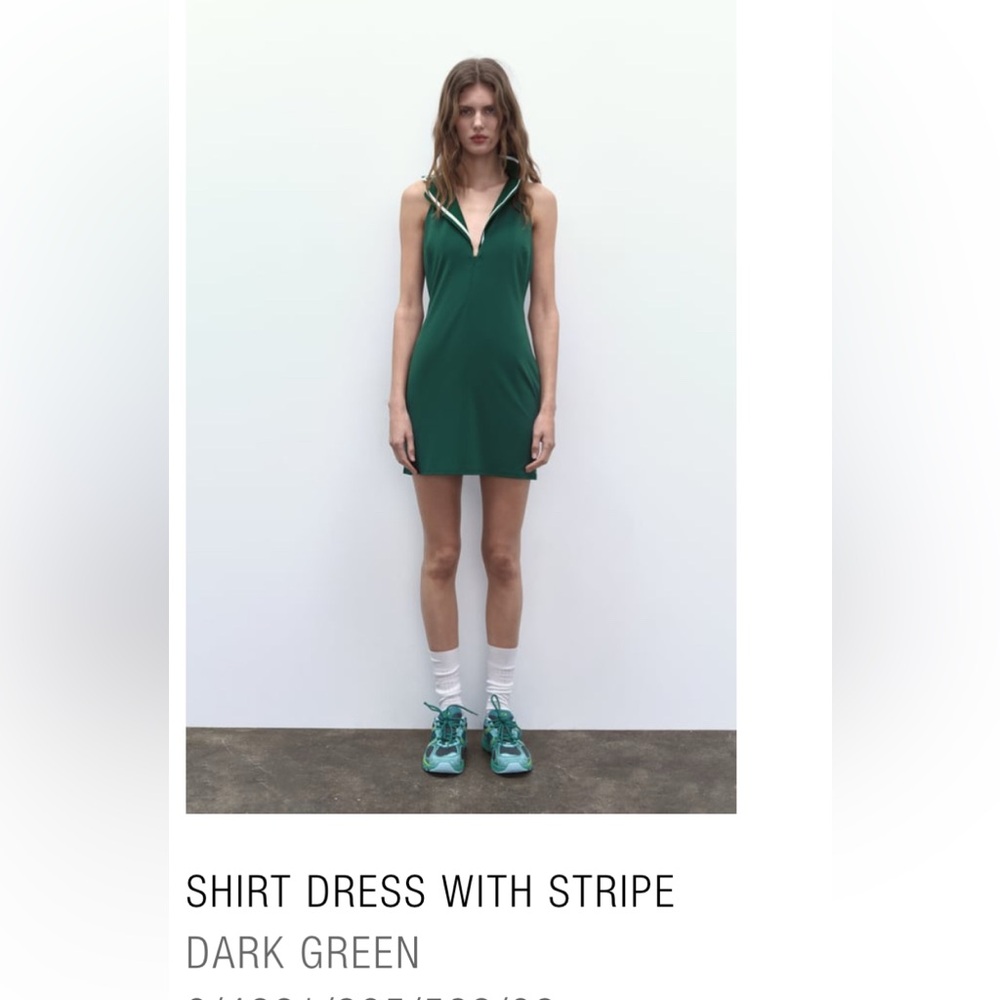 ZARA SHIRT DRESS WITH STRIPE
DARK GREEN